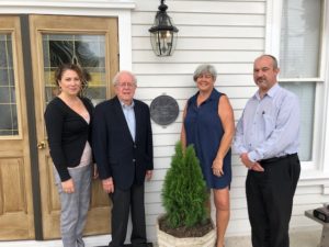 Keenan Funeral Home Historical Plaque presentation: Andrea Alexander, Jon Purmont, West Haven Historical Society, Dianne Milano, West Haven Rotary Club, Christopher Kulmacz